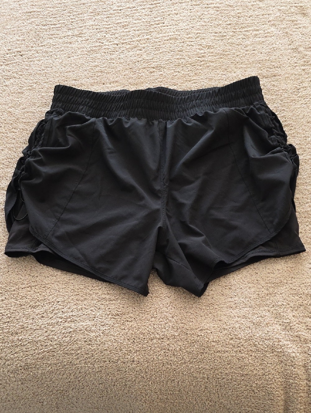 Avia Black Women's Athletic Shorts with Ruched Sides